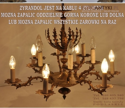 DUZY STARY ZYRANDOL BAROK ROKOKO MASYWNY MOSIADZ