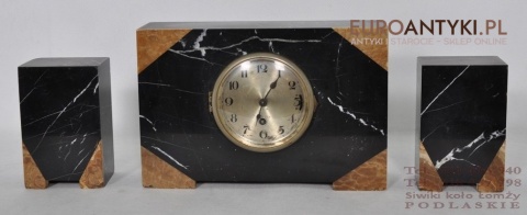 KLASYCZNY ZEGAR ART DECO MARUMUROWY Z PRZYSTAWKAMI