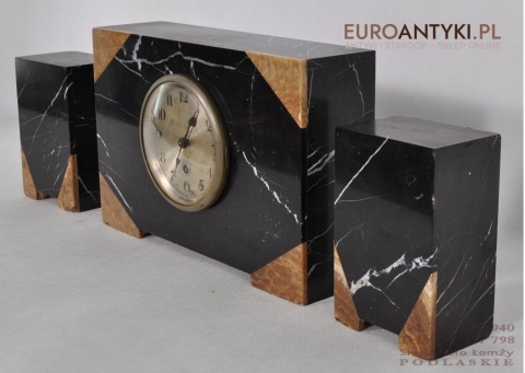 KLASYCZNY ZEGAR ART DECO MARUMUROWY Z PRZYSTAWKAMI