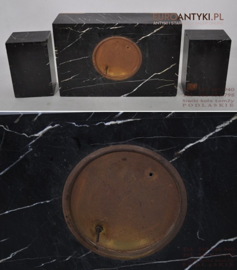 KLASYCZNY ZEGAR ART DECO MARUMUROWY Z PRZYSTAWKAMI