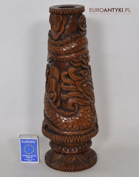 ORIENTALNY SMOK WAZON FLAKON RZEZBIONY RECZNIE