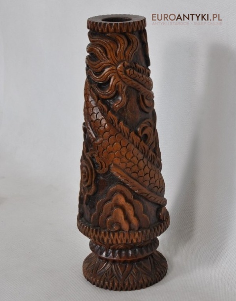 ORIENTALNY SMOK WAZON FLAKON RZEZBIONY RECZNIE