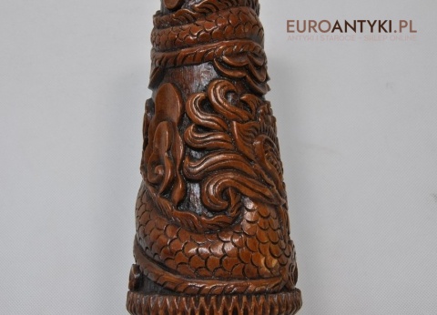 ORIENTALNY SMOK WAZON FLAKON RZEZBIONY RECZNIE