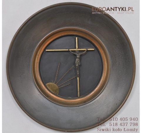 OZDOBNY TALERZ Z JEZUSEM CHRYSTUSEM INRI KRZYZ