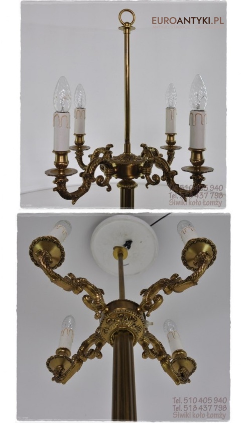 Antyczna lampa podłogowa do dworu zamku pałacu. Muzealny okaz.