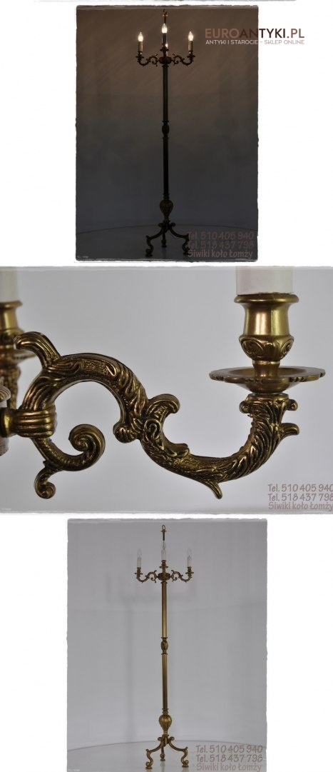 Antyczna lampa podłogowa do dworu zamku pałacu. Muzealny okaz.