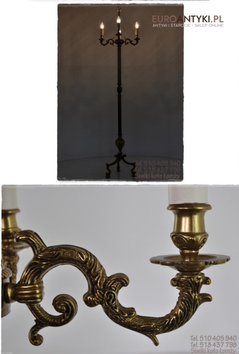 Antyczna lampa podłogowa do dworu zamku pałacu. Muzealny okaz.