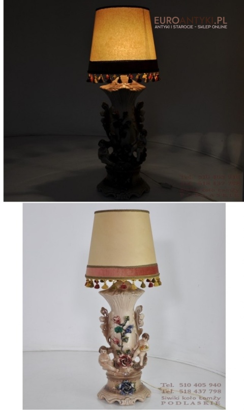 STARA LAMPKA LAMPA Z CERAMIKI Z ANIOLKAMI AMORAMI