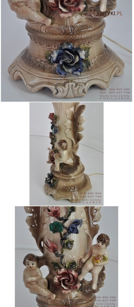 STARA LAMPKA LAMPA Z CERAMIKI Z ANIOLKAMI AMORAMI