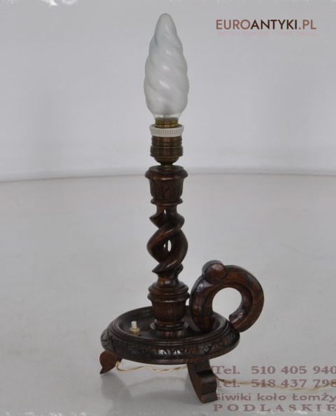 STARA RZEZBIONA DREWNIANA LAMPKA GRUNDERZEIT ANTYK