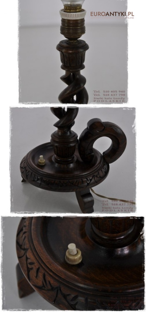 STARA RZEZBIONA DREWNIANA LAMPKA GRUNDERZEIT ANTYK