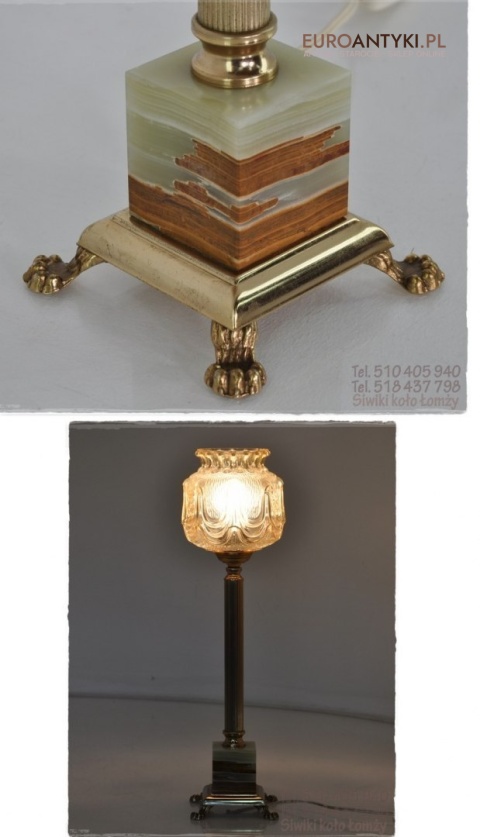 STARA SECESYJNA LAMPKA LAMPA KOLUMNA Z KLOSZEM XL