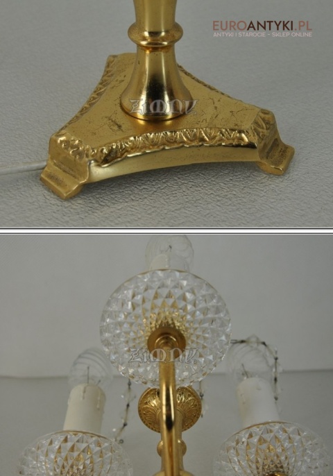 STARA ZLOTA LAMPA LAMPKA MOSIADZ KRYSZTAL ANTYK