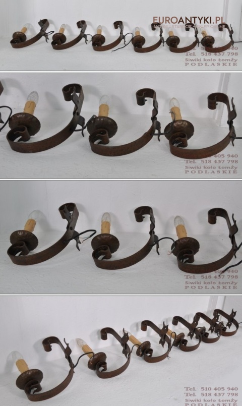 Stary kuty kinkiet do zamku lochu pałacu. Kute kinkiety. Lampy antyki.