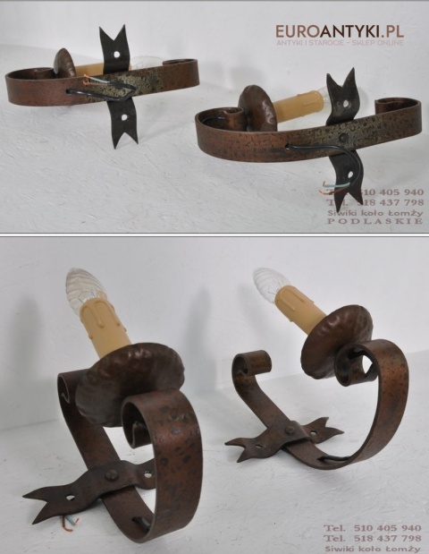 Stary kuty kinkiet do zamku lochu pałacu. Kute kinkiety. Lampy antyki.