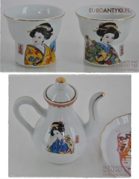 STARY JAPONSKI PORCELANOWY KOMPLET DO SAKE