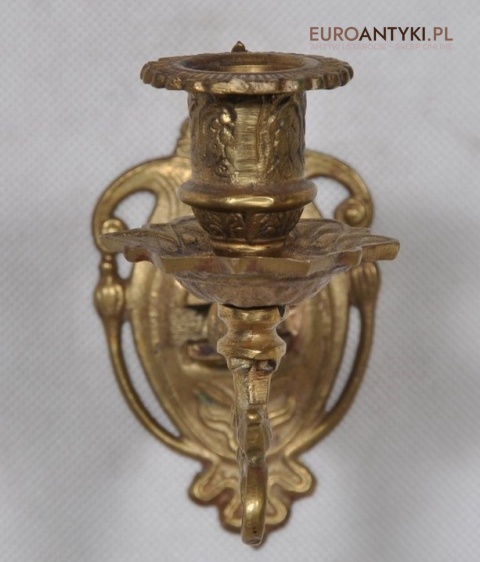 STARY MOSIEZNY SWIECZNIK NA SCIANE Z MOSIADZU