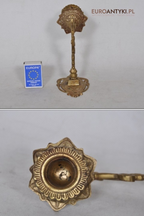 STARY MOSIEZNY SWIECZNIK NA SCIANE Z MOSIADZU