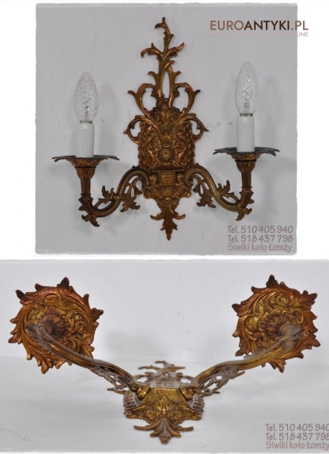 STARY ZLOTY DUZY KINKIET NA SCIANE BAROK ROKOKO XL