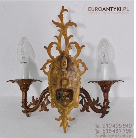 STARY ZLOTY DUZY KINKIET NA SCIANE BAROK ROKOKO XL