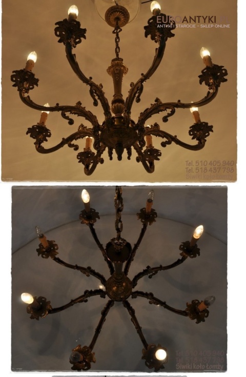 XXL GIGANT ANTYK STARY DUZY ZYRANDOL Z MOSIADZU