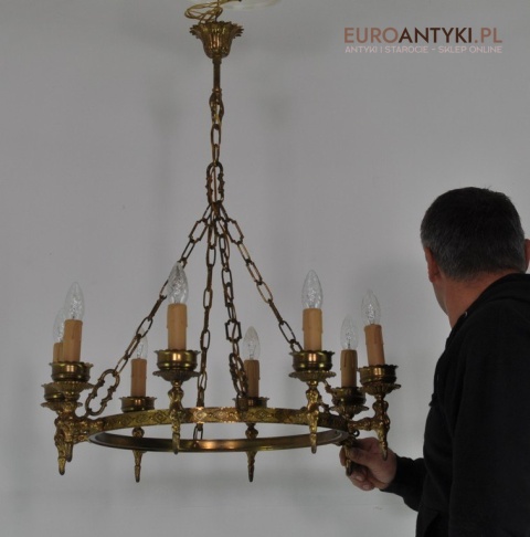 ANTYK DUZY OKRAGLY ZYRANDOL SECESYJNY DO ZAMKU x