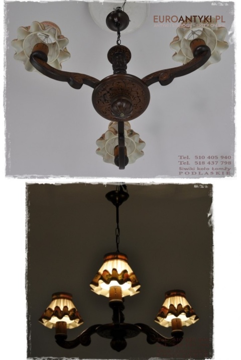 ANTYK STARY MALY ZYRANDOL LAMPA GORALSKA RZEZBIONA