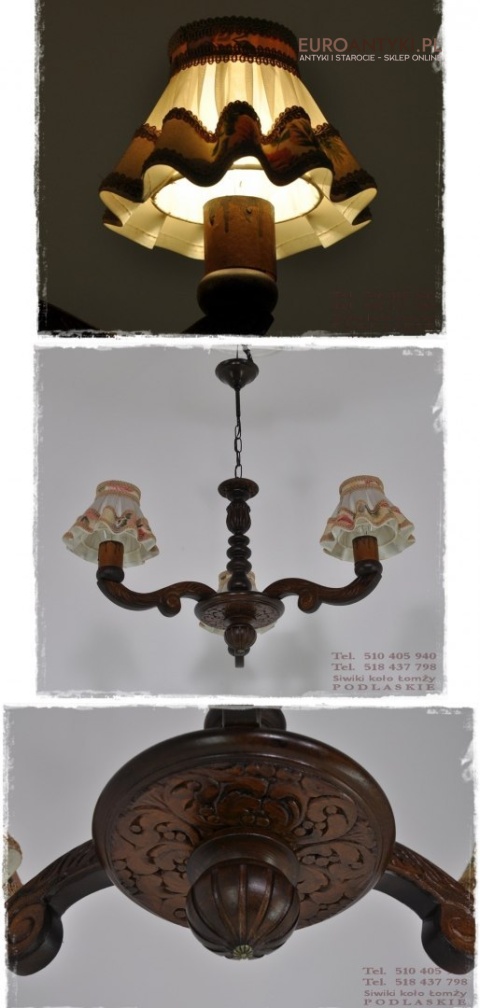 ANTYK STARY MALY ZYRANDOL LAMPA GORALSKA RZEZBIONA