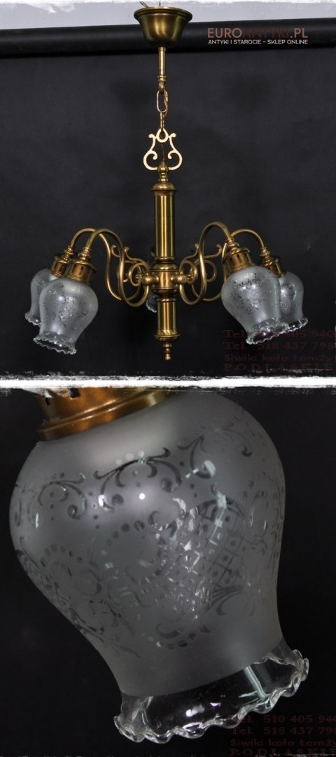 ANTYK STARY ZYRANDOL Z KLOSZAMI EMPIRE EMPIR LAMPA