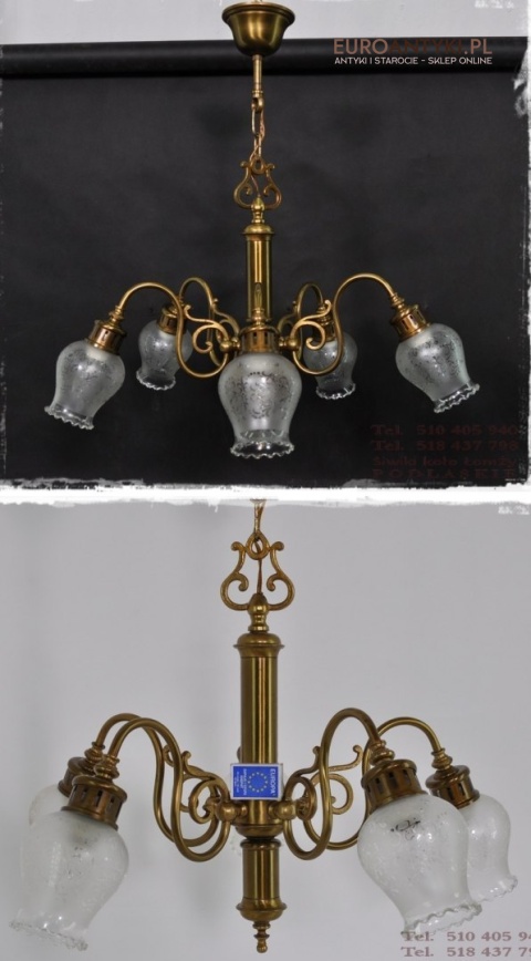 ANTYK STARY ZYRANDOL Z KLOSZAMI EMPIRE EMPIR LAMPA