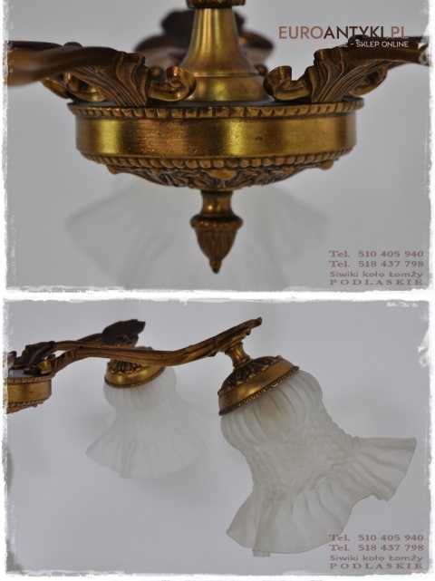 ANTYK STARY ZYRANDOL Z KLOSZAMI KLOSZE KWIATY LAMP