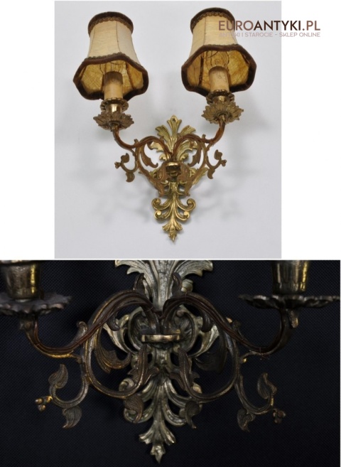 ANTYK duzy KINKIET LAMPKA NA SCIANE SECESJA abazur