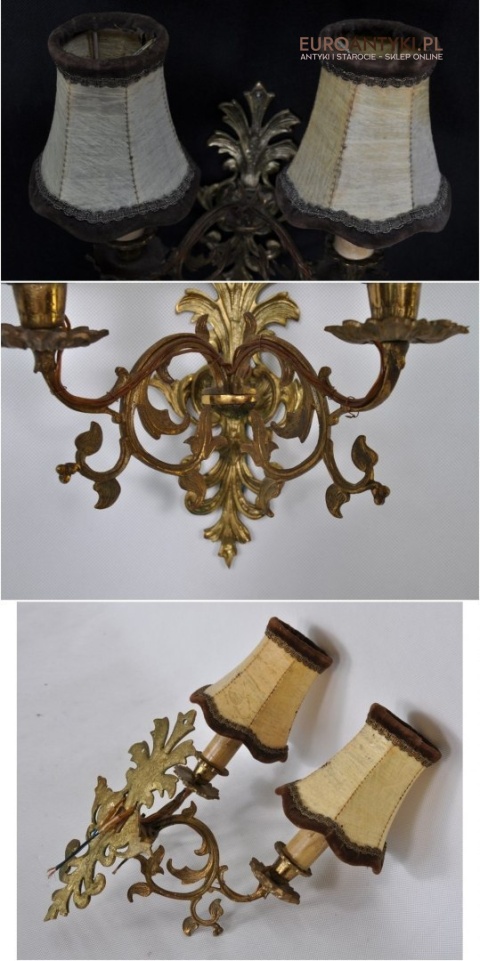 ANTYK duzy KINKIET LAMPKA NA SCIANE SECESJA abazur