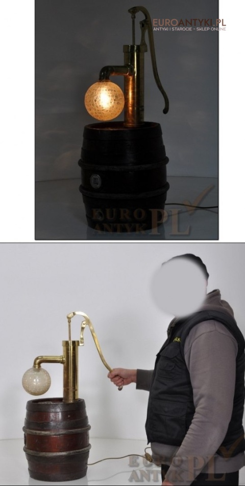 LAMPA BECZKA Z MOSIEZNA POMPA DO EKSLUZYWNEGO BARU