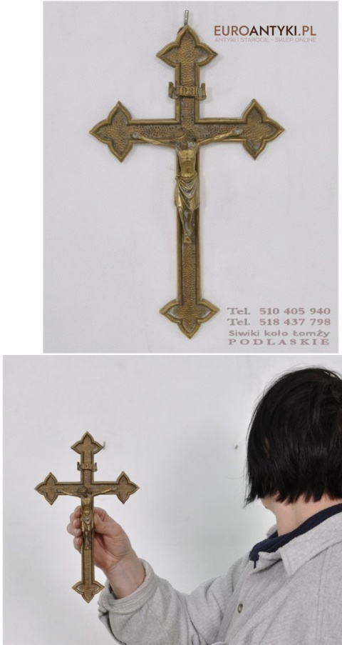 MOSIEZNY STARY KRZYZ JEZUS CHRYSTUS INRI ANTYK IHS