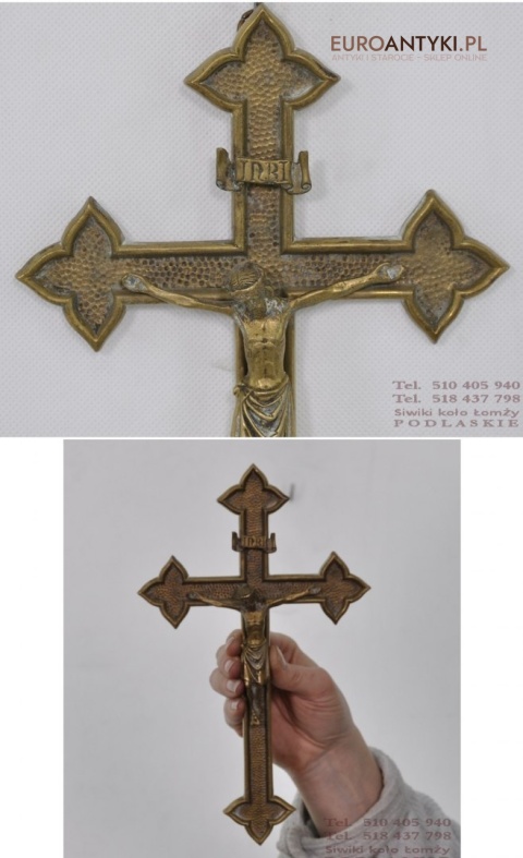 MOSIEZNY STARY KRZYZ JEZUS CHRYSTUS INRI ANTYK IHS