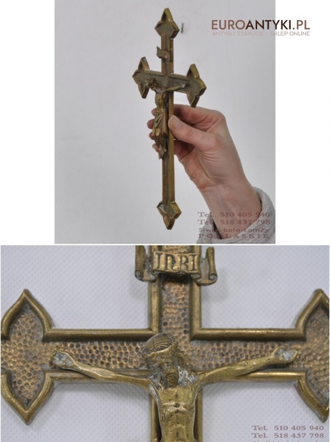 MOSIEZNY STARY KRZYZ JEZUS CHRYSTUS INRI ANTYK IHS