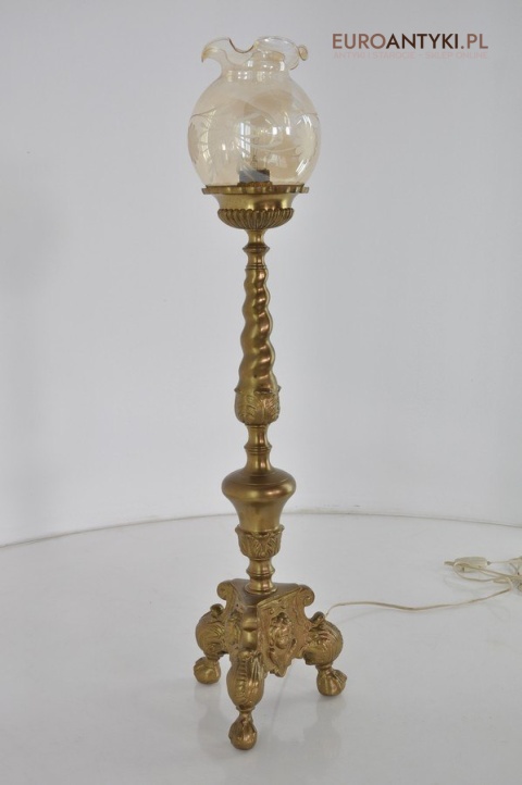 STARA PALACOWA MOSIEZNA LAMPA Z MOSIADZU POTEZNA