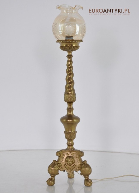 STARA PALACOWA MOSIEZNA LAMPA Z MOSIADZU POTEZNA