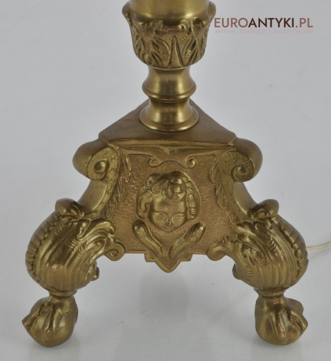 STARA PALACOWA MOSIEZNA LAMPA Z MOSIADZU POTEZNA