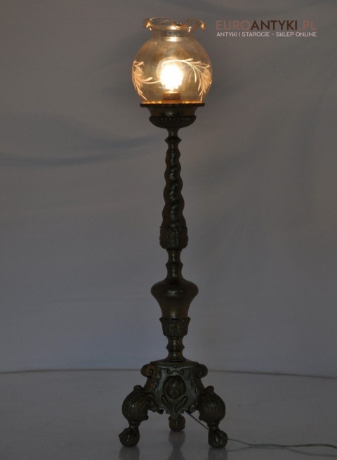 STARA PALACOWA MOSIEZNA LAMPA Z MOSIADZU POTEZNA
