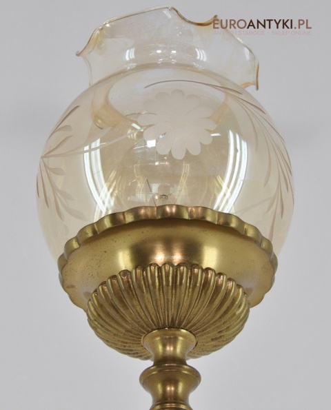 STARA PALACOWA MOSIEZNA LAMPA Z MOSIADZU POTEZNA