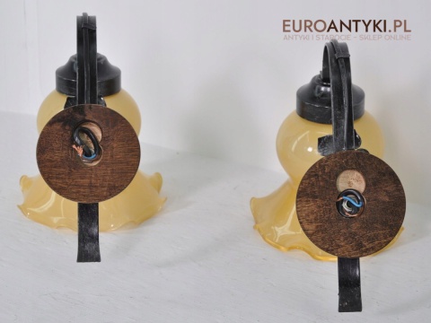 STARE KINKIETY LAMPKI LAMPY Z MIODOWYM KLOSZEM