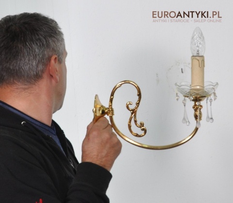 STARE ZLOTE KINKIETY Z MOSIADZU SZKLANE WISIORY x