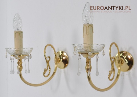 STARE ZLOTE KINKIETY Z MOSIADZU SZKLANE WISIORY x