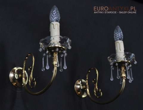 STARE ZLOTE KINKIETY Z MOSIADZU SZKLANE WISIORY x