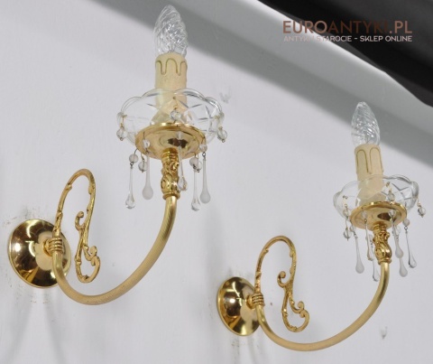 STARE ZLOTE KINKIETY Z MOSIADZU SZKLANE WISIORY x