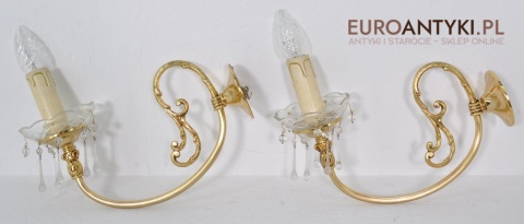 STARE ZLOTE KINKIETY Z MOSIADZU SZKLANE WISIORY x