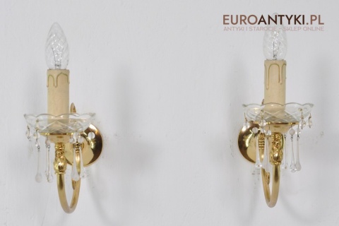 STARE ZLOTE KINKIETY Z MOSIADZU SZKLANE WISIORY x