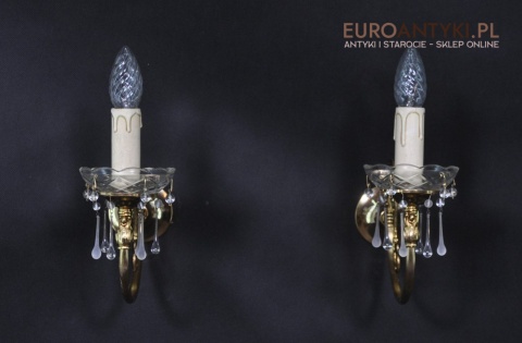 STARE ZLOTE KINKIETY Z MOSIADZU SZKLANE WISIORY x